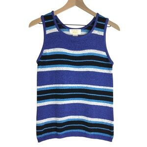 TALLY HO Vintage Sleeveless Knit Sweater Shell Top Stretchy Woven Striped Small